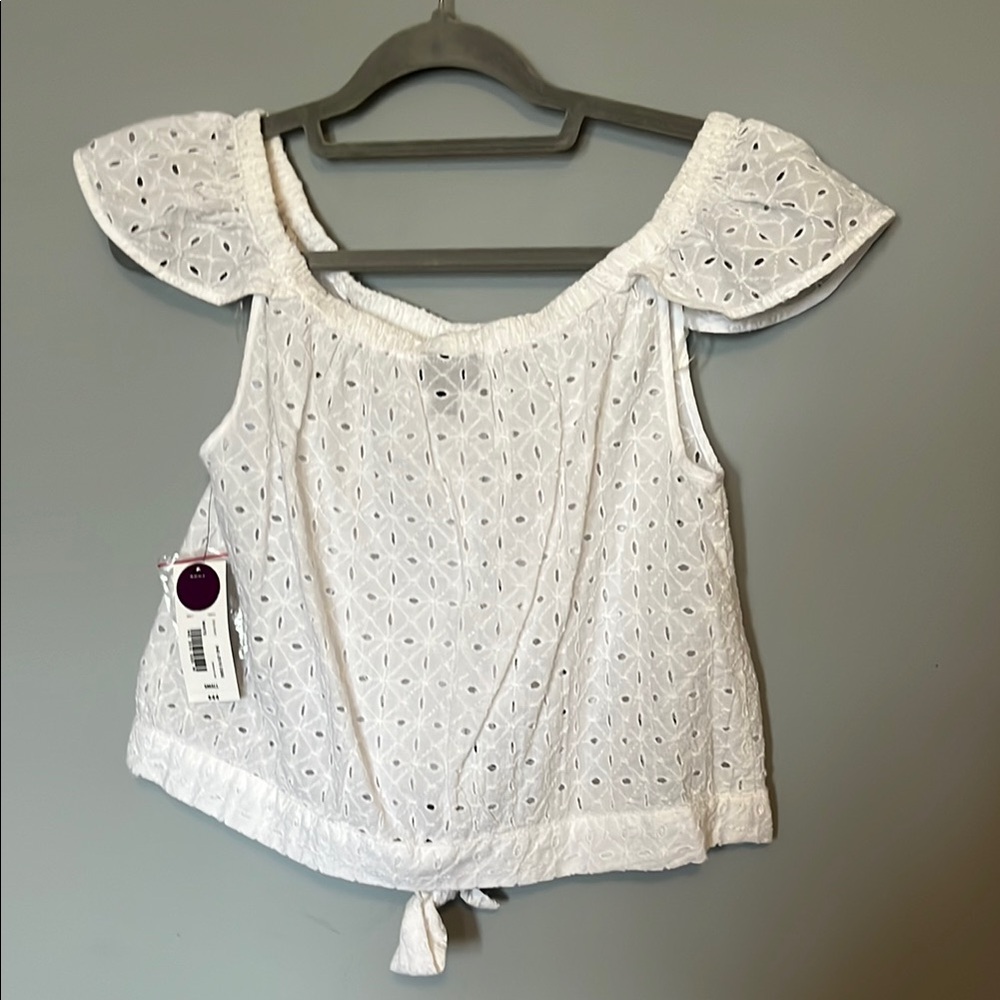White Eyelet Off-Shoulder Top - Picture 8 of 10
